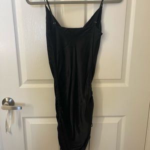 WILFRED BLACK SATIN MINI DRESS / Aritzia